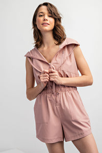 SLEEVELESS HOODIE ROMPER PINK