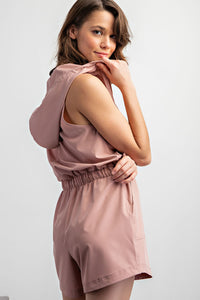 SLEEVELESS HOODIE ROMPER PINK