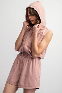 SLEEVELESS HOODIE ROMPER PINK