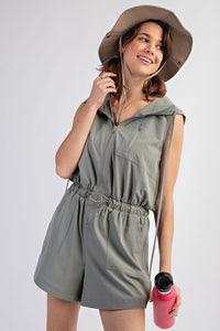 SLEEVELESS HOODIE ROMPER PINK