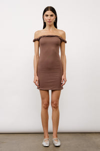 TWISTED OFF THE SHOULDER MINI DRESS