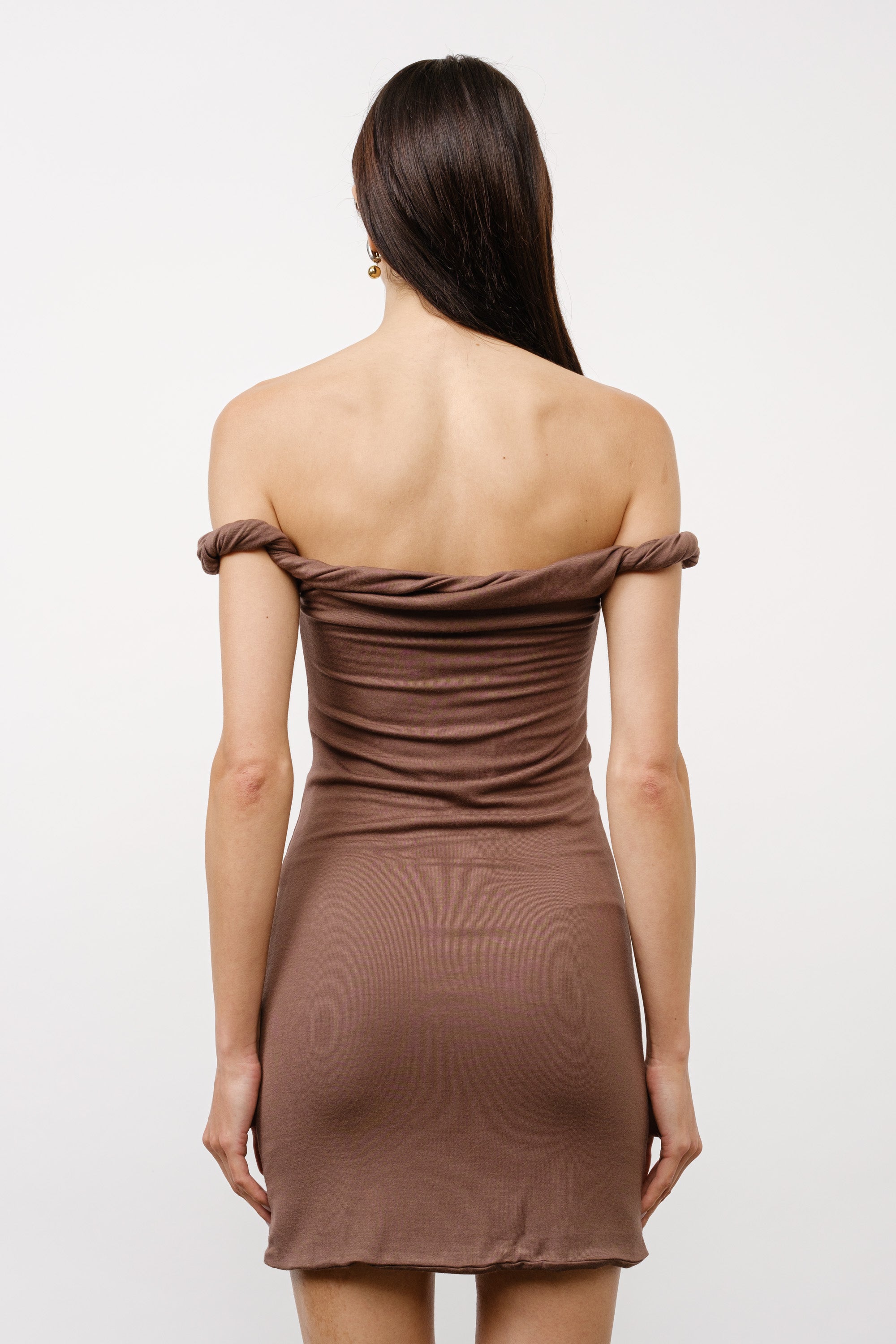 TWISTED OFF THE SHOULDER MINI DRESS