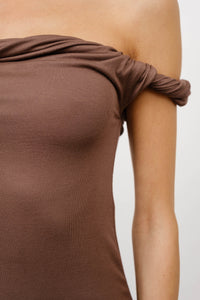 TWISTED OFF THE SHOULDER MINI DRESS