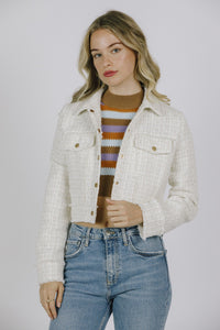 TWEED FRINGE EDGED COLLAR JACKET