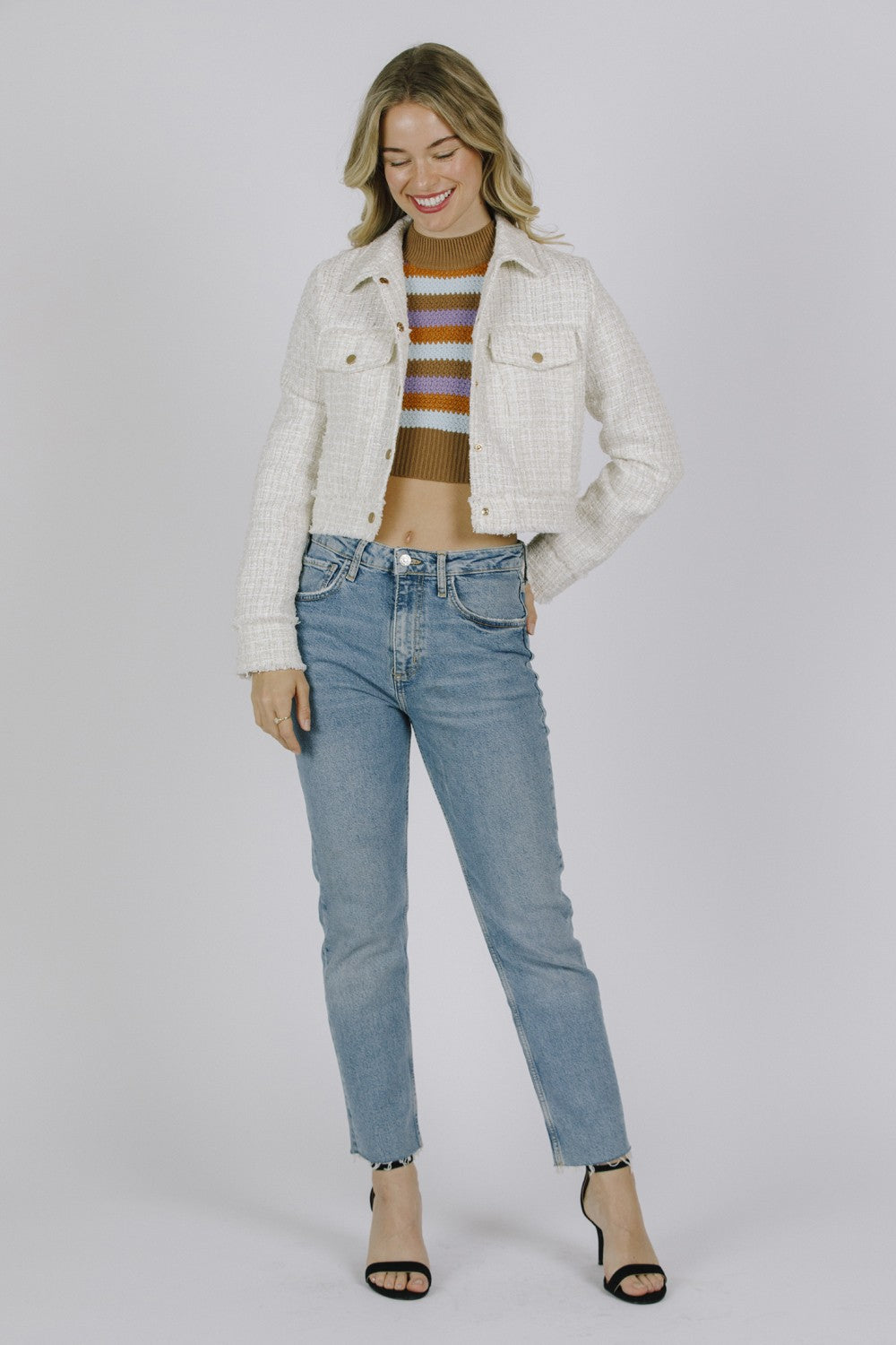 TWEED FRINGE EDGED COLLAR JACKET
