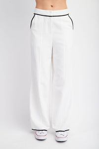 LINEN BLEND PANTS CONTRAST WITH EDGE DETAIL