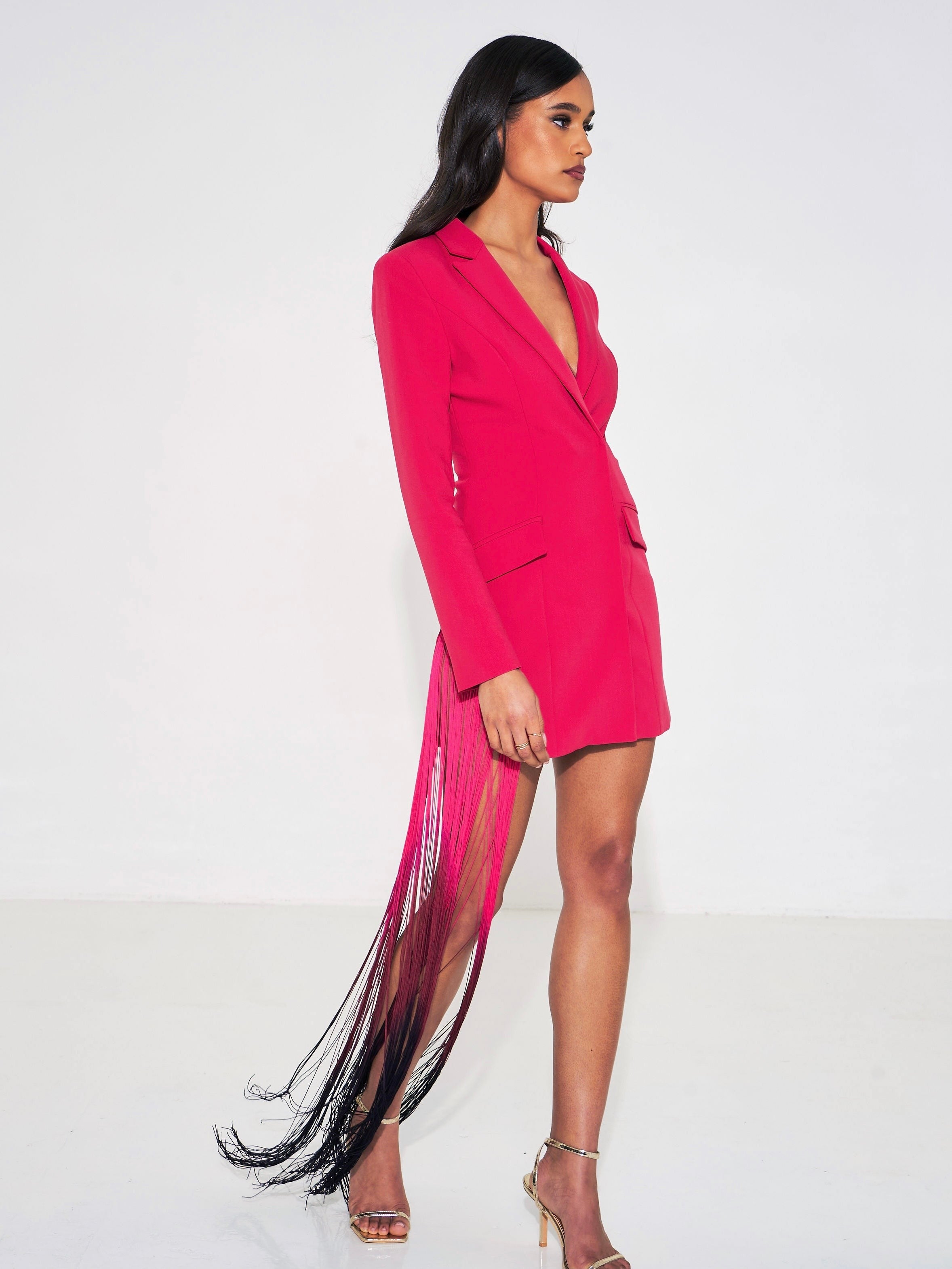 Ruby Fringe Draping Blazer Dress