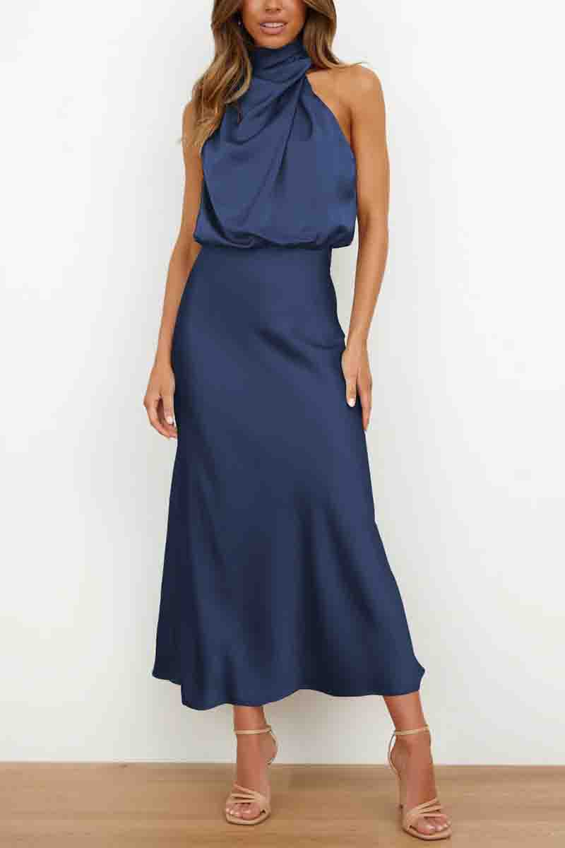 Satin Sleeveless Midi Dress