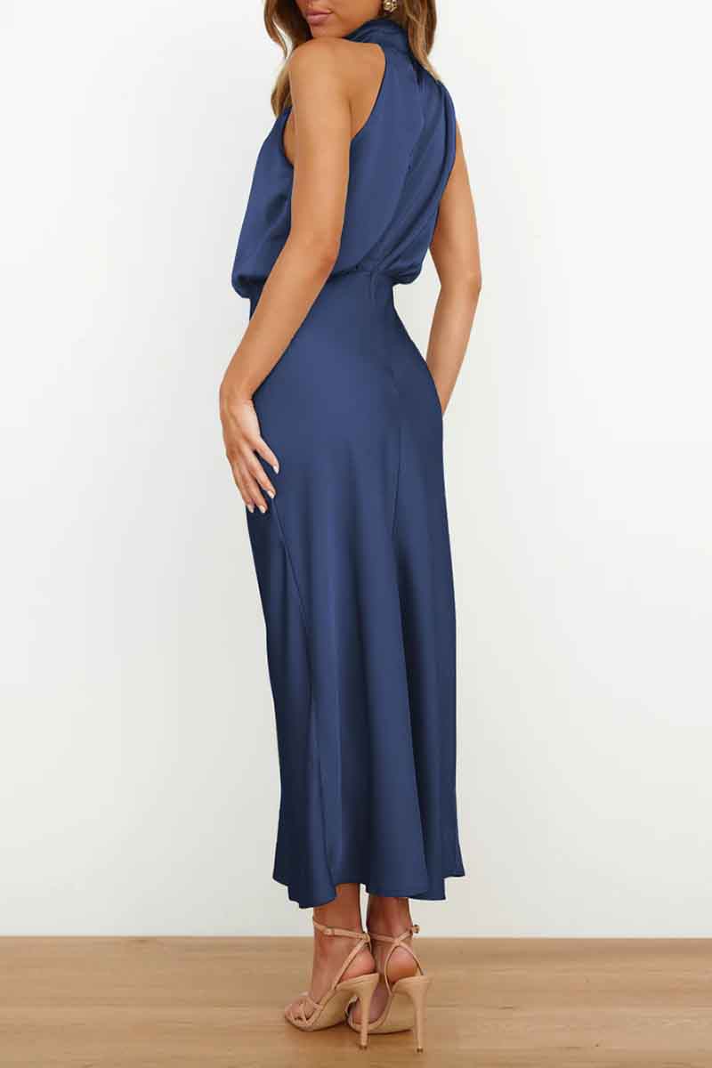 Satin Sleeveless Midi Dress