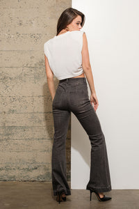 Shoulder Padded Studded Crop Muscle Tee Top White