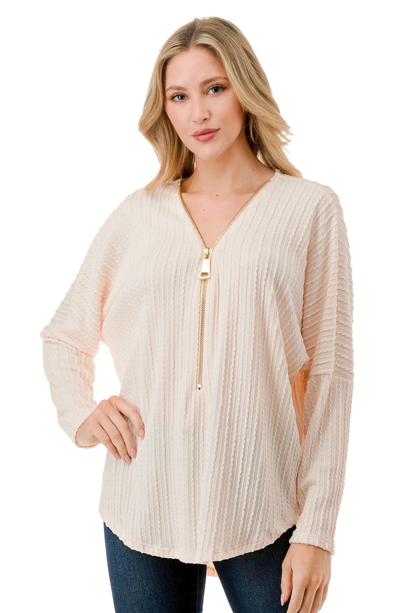 DOLMAN SLEEVE ZIPPER TOP