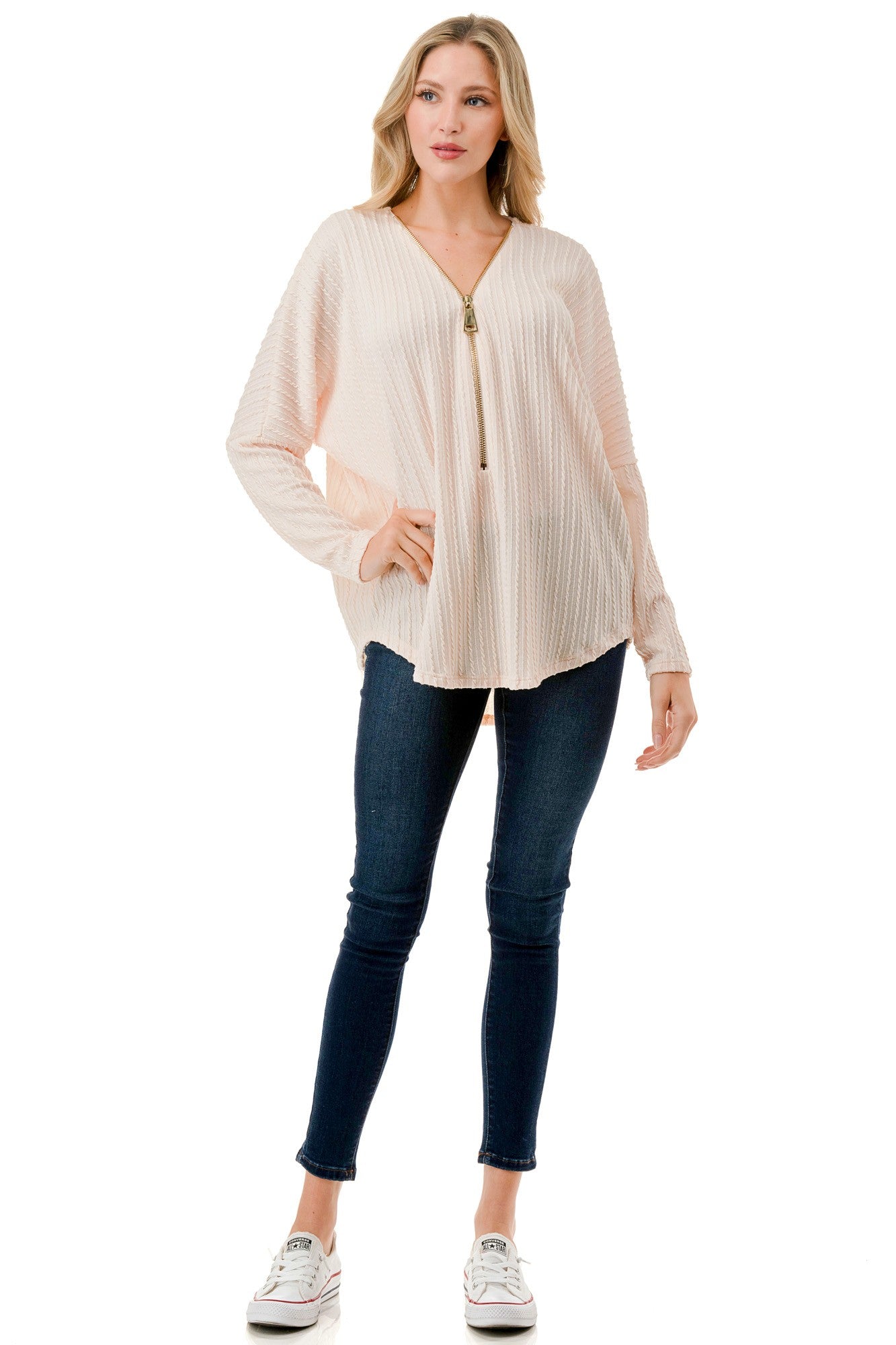 DOLMAN SLEEVE ZIPPER TOP