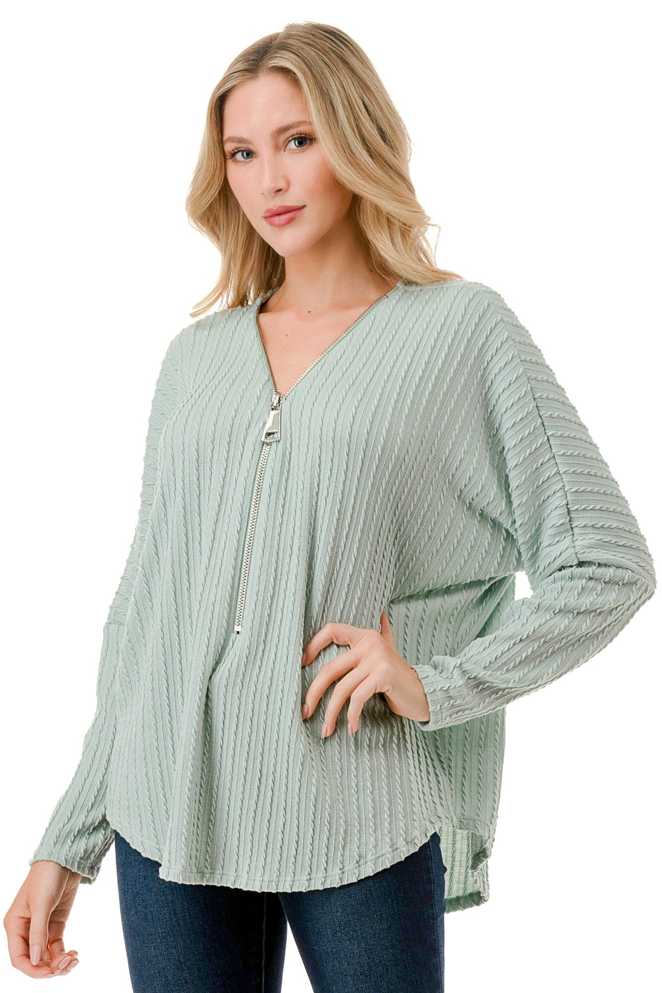 DOLMAN SLEEVE ZIPPER TOP