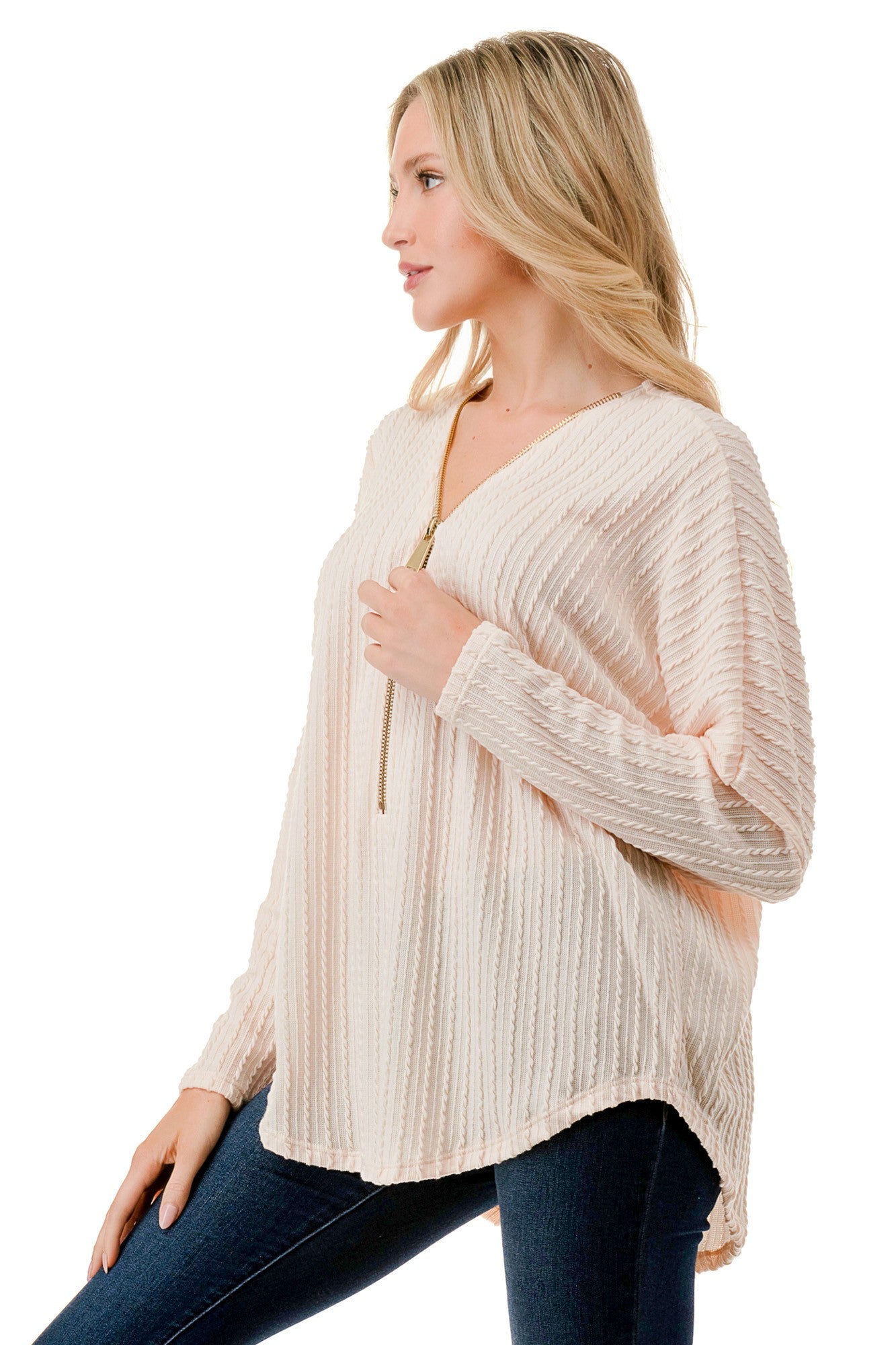 DOLMAN SLEEVE ZIPPER TOP