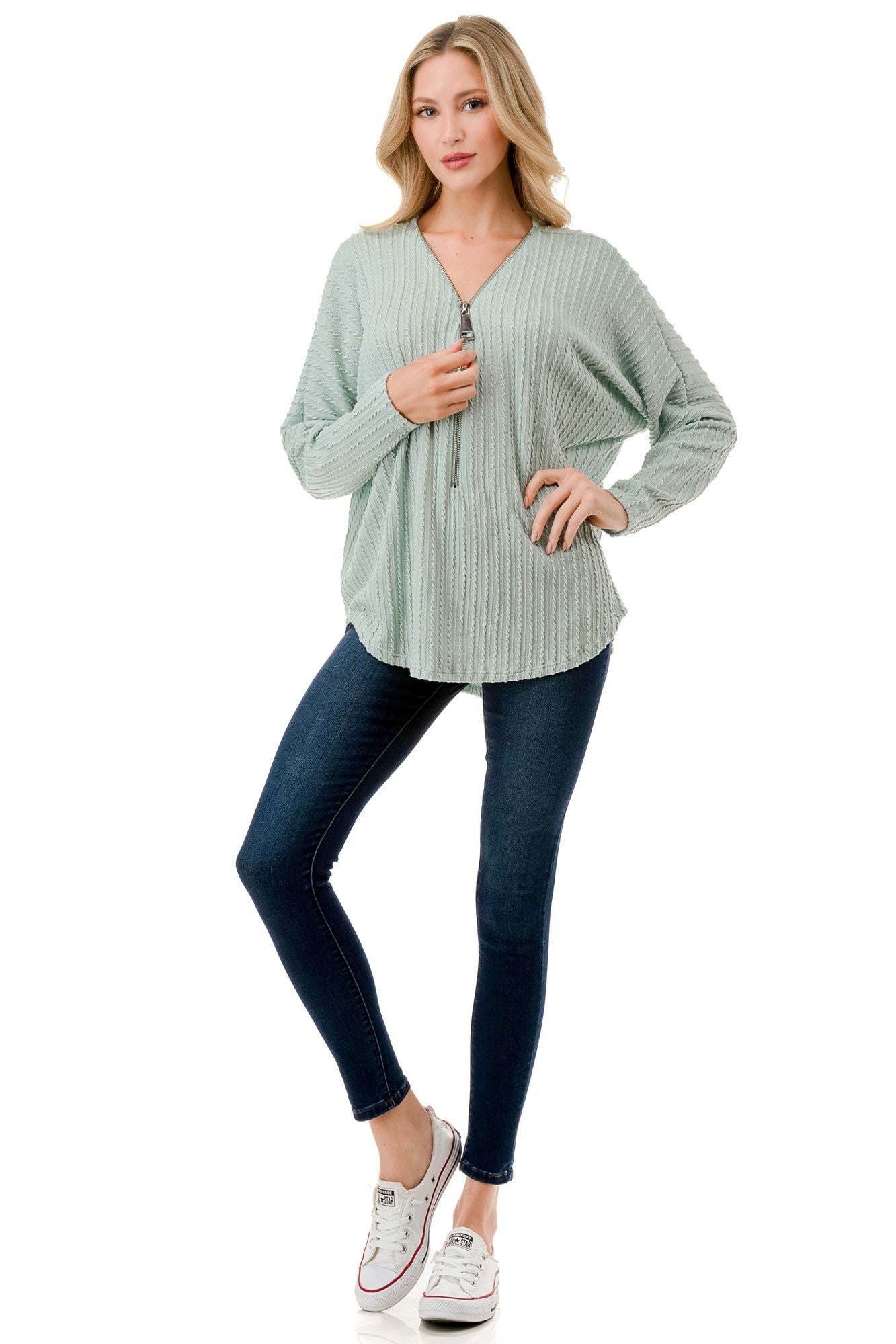 DOLMAN SLEEVE ZIPPER TOP