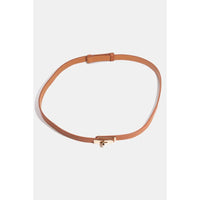 Brown Leather Wrap Belt with Gold Turn-Lock Buckle