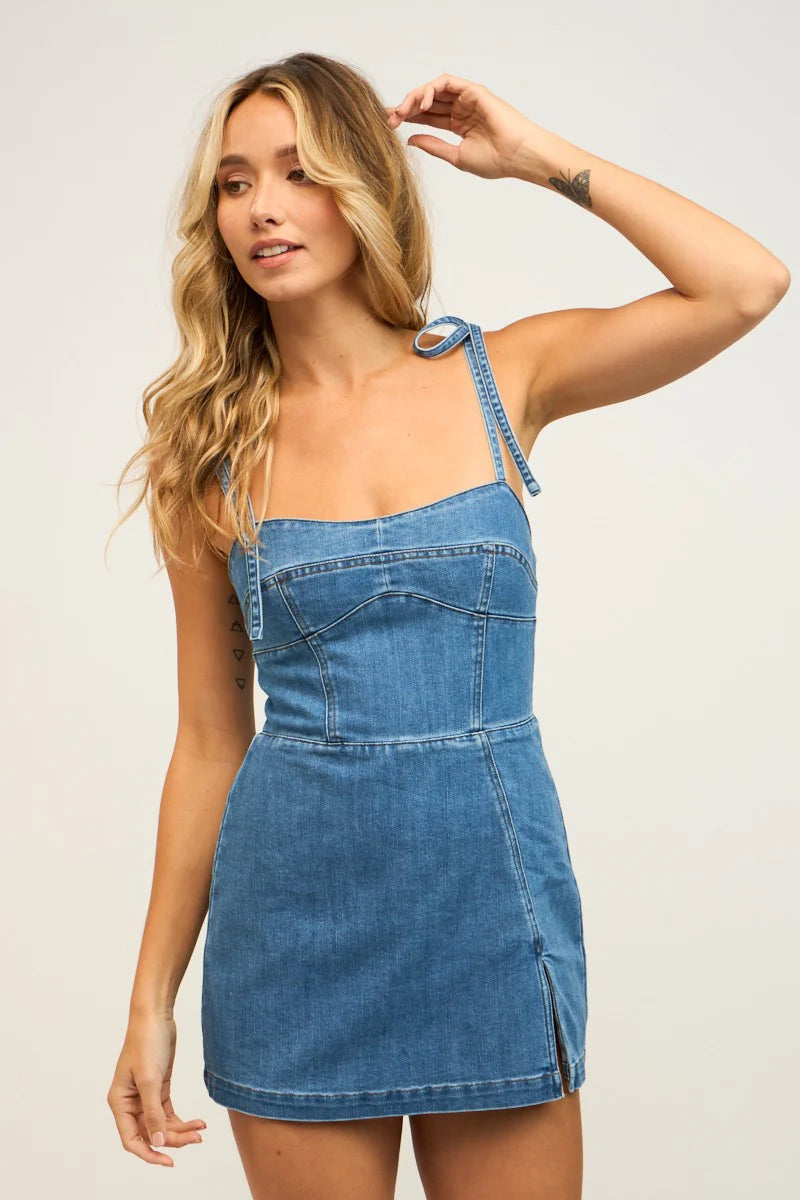 Denim Daze Mini Skort Dress – Amanda Jean NYC