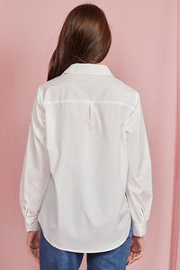 Embellished Heart Cut Out Long Sleeve Blouse