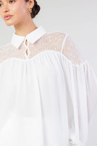 LACE DETAIL BUTTON-FRONT BLOUSE
