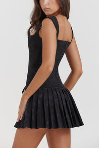 Eyelet Lace-Up Mini Dress