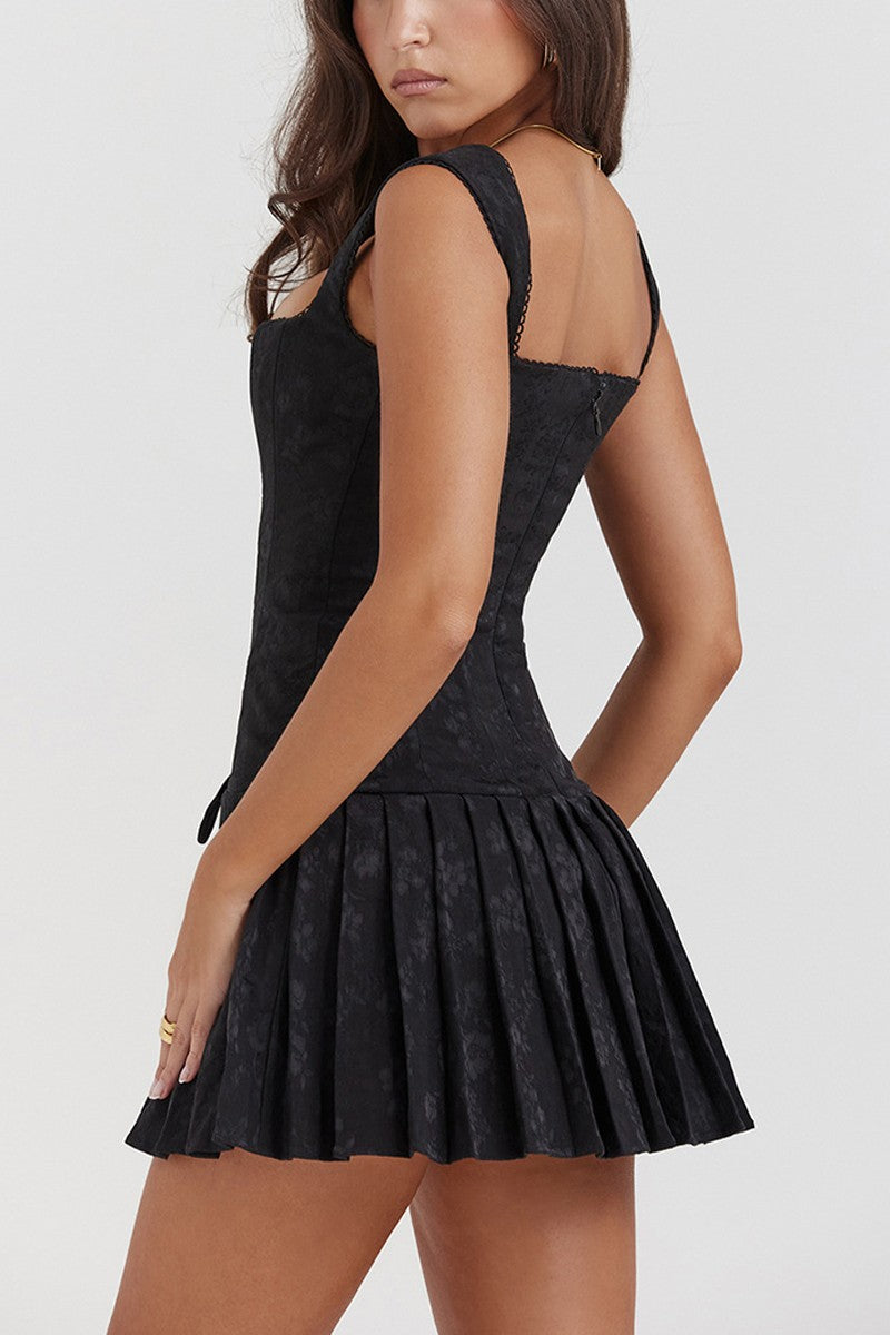 Eyelet Lace-Up Mini Dress