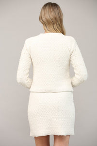 PEARL EMBELLISHED TWO FRONT POCKET SWEATER JACKET