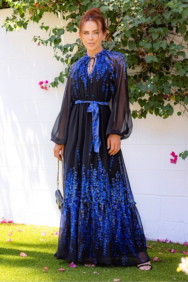 green emerald velvet dress V-Neck Embroidered Chiffon Long Dress