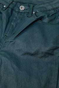 Dark Green Vegan Leather Super Skinny Pants