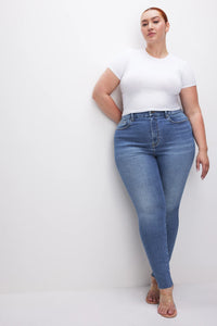 High-Waisted Skinny Jeans in Indigo