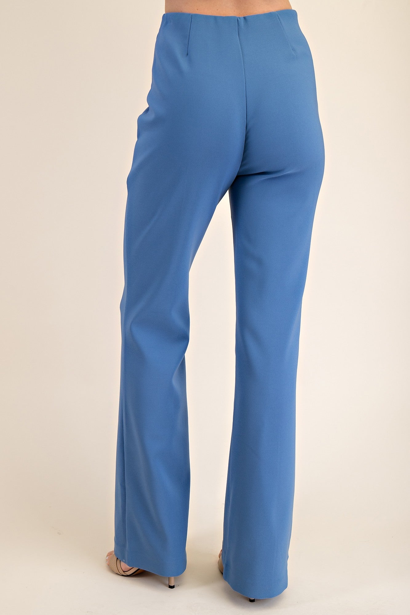 Blue High-Waisted Tailored Wide-Leg Pants