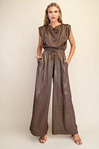 Bronze Metallic Drape Sleeveless Top