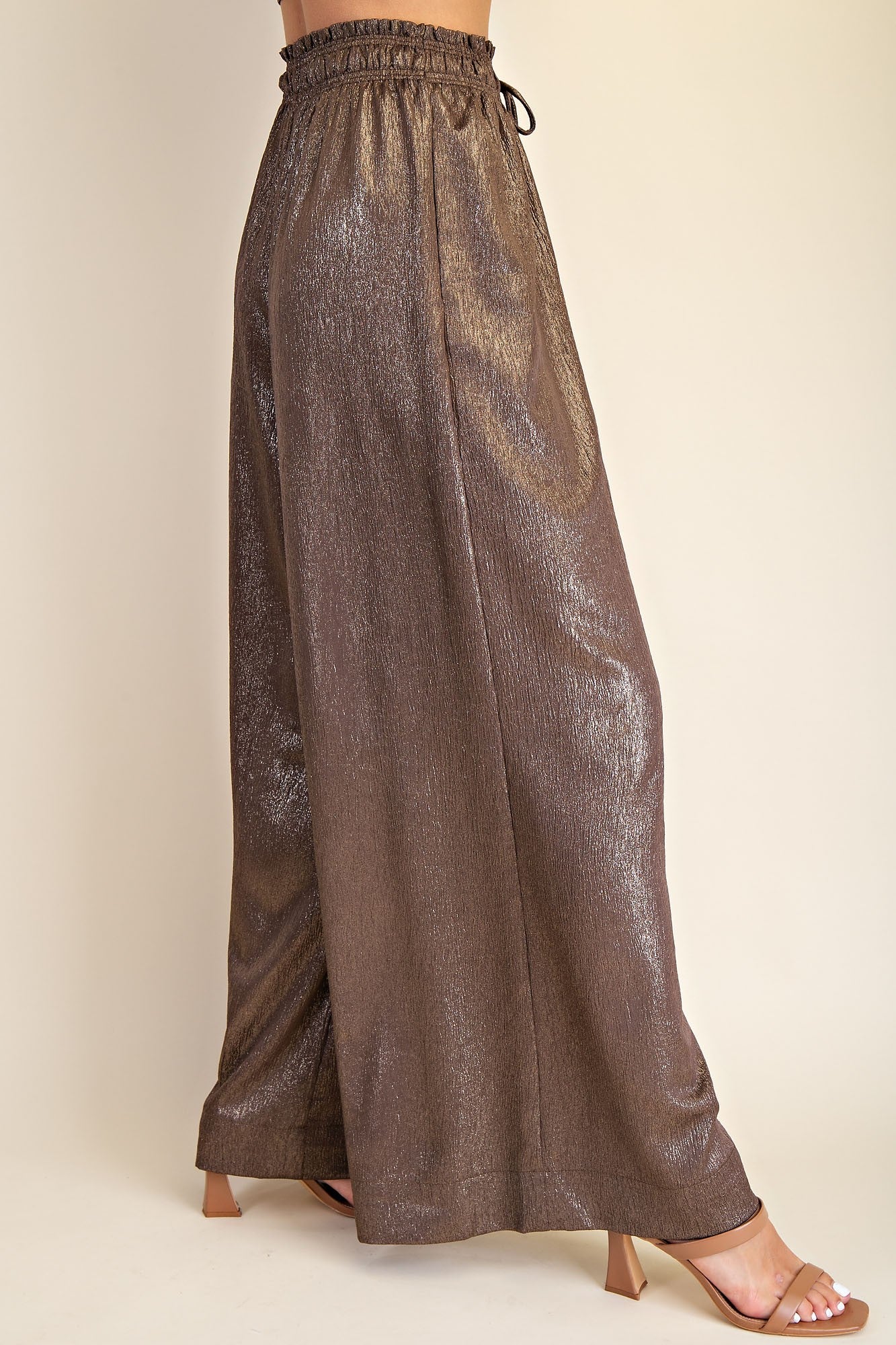 Metallic Bronze Wide Leg Lounge Pants