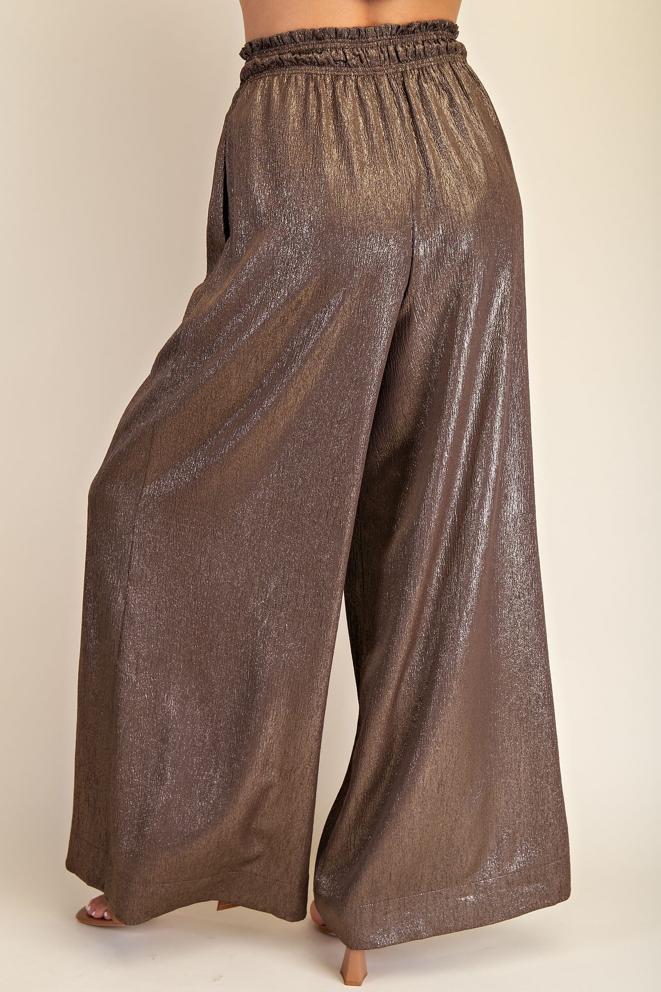 Metallic Bronze Wide Leg Lounge Pants