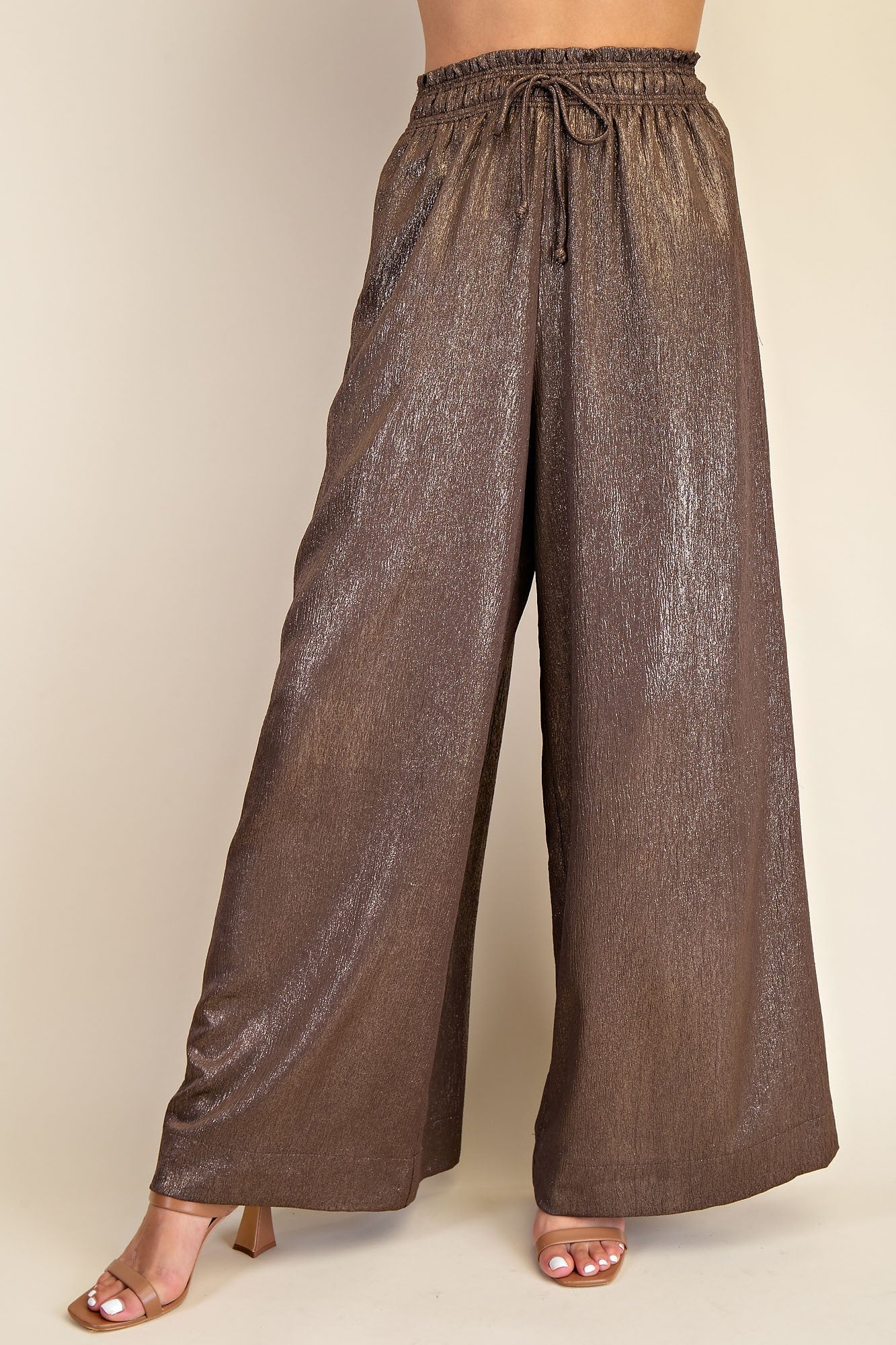 Metallic Bronze Wide Leg Lounge Pants