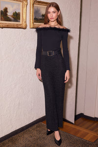 Black Metallic Wide-Leg Pants