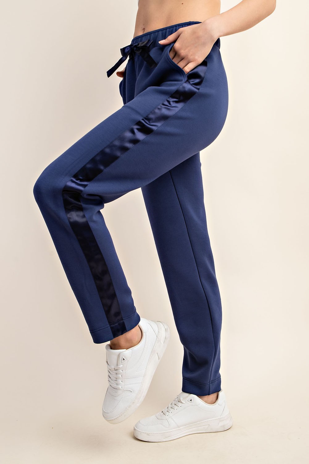 PLUS SIZE JOGGER WITH SIDE SATIN DETAIL