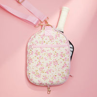 Pink Floral Tennis Racket Bag with Adjustable Strap