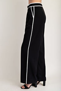 PLEATED TROUSERS WITH CONTRAST EDGE DETAIL