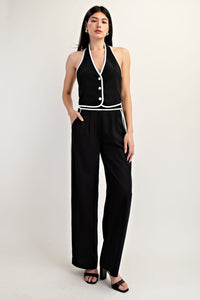 PLEATED TROUSERS WITH CONTRAST EDGE DETAIL