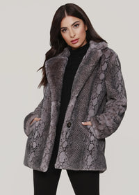 Snake Print Vegan Fur Coat
