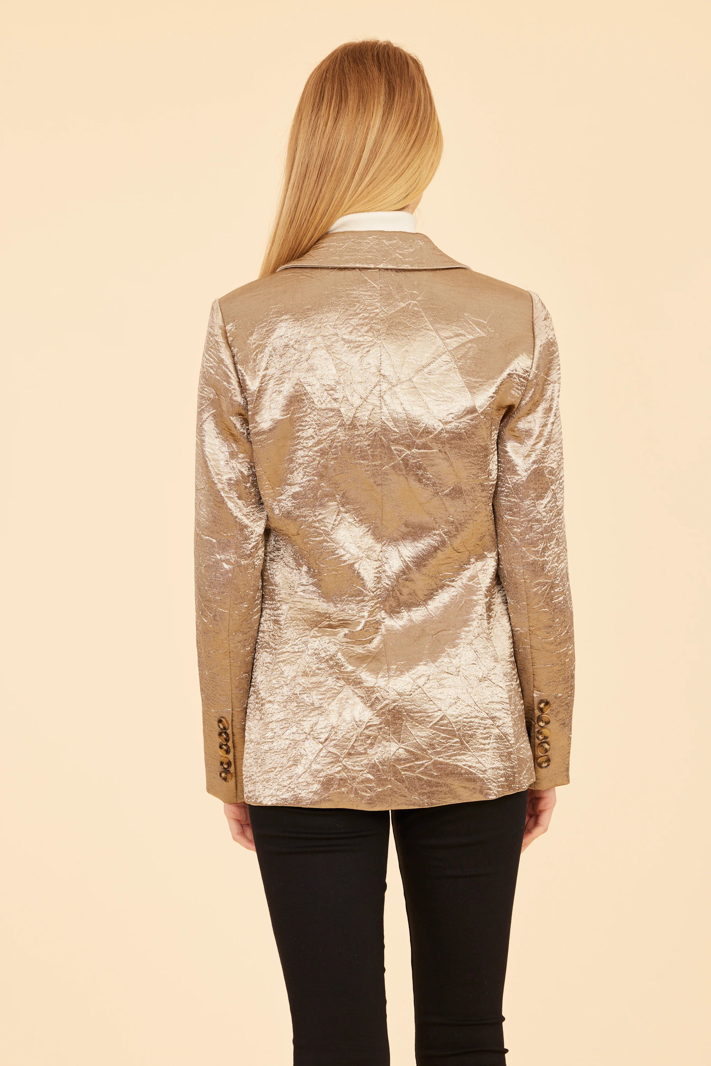 Satin Crushed Metallic Blazer