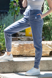 COTTON STRETCH TWILL JOGGER PANTS BLUE