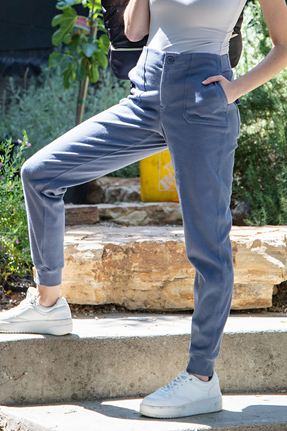 COTTON STRETCH TWILL JOGGER PANTS BLUE