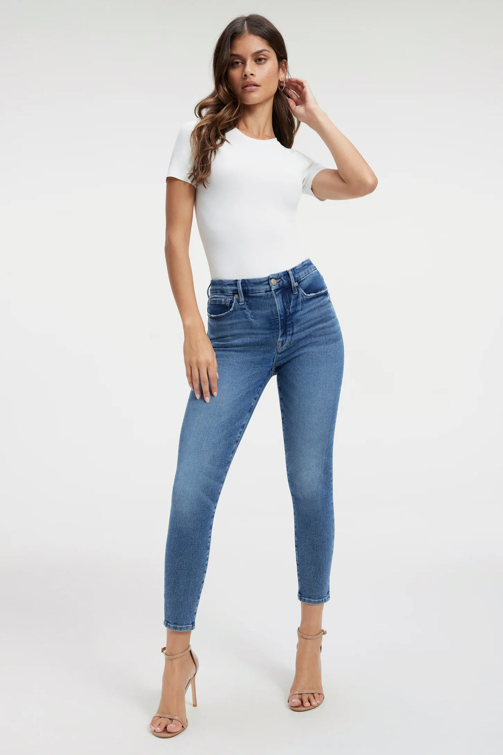 JEANS SKINNY PAIGE blu scuro skyline designer americano denim stretch