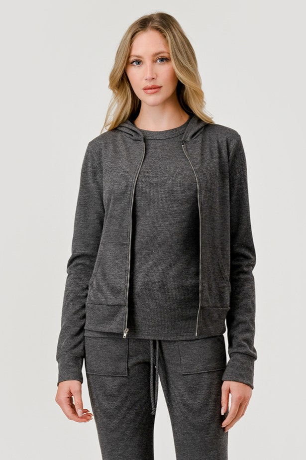 Thermo Hood Jacket With Zipper Front