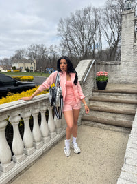 NYLON STRETCH WOVEN TENNIS JACKET PINK