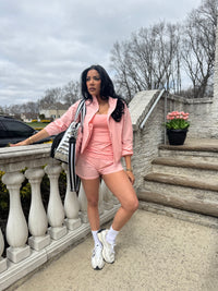 NYLON STRETCH WOVEN TENNIS JACKET PINK
