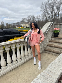 NYLON STRETCH WOVEN TENNIS JACKET PINK