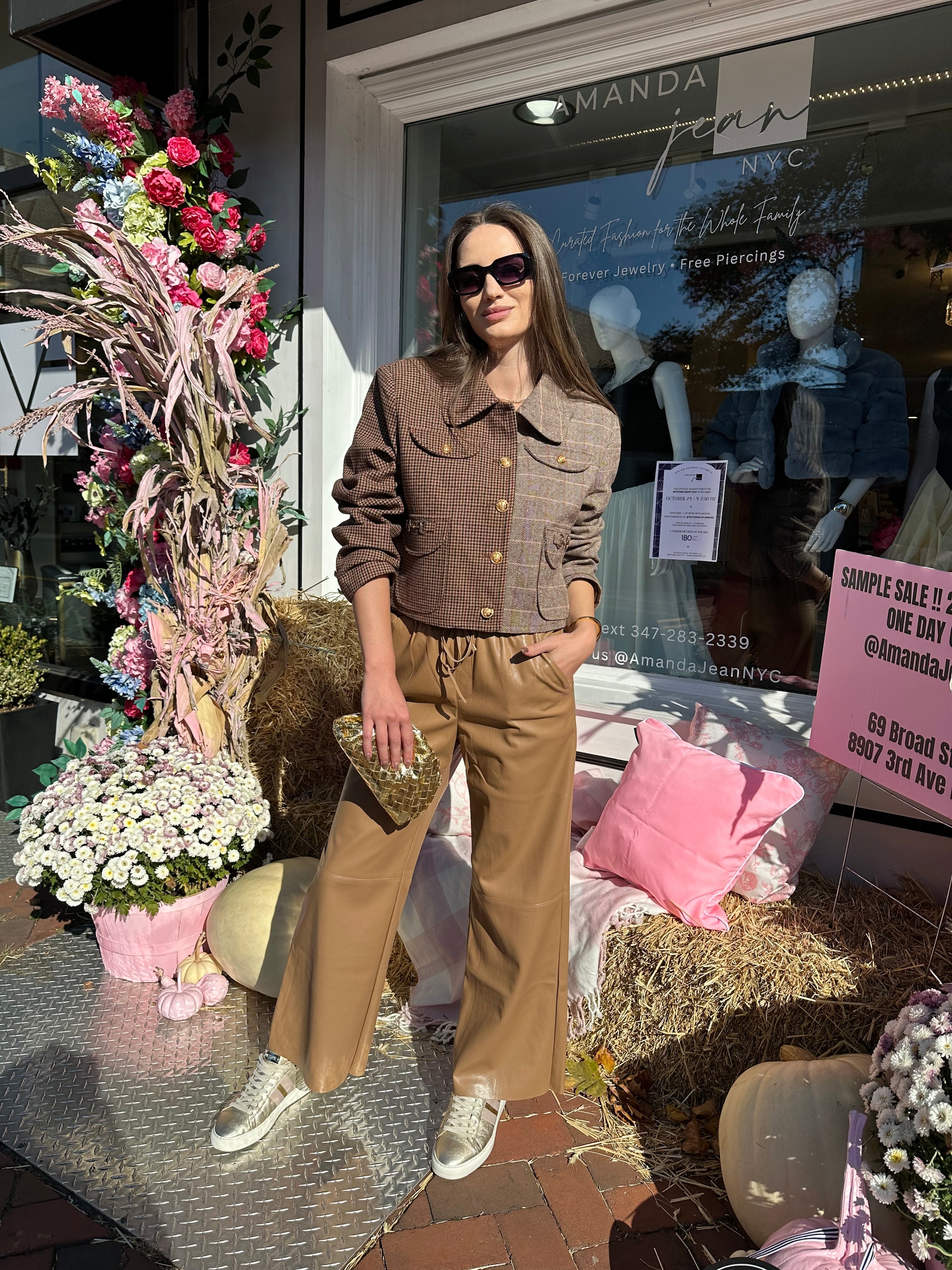 Multi Plaid Tweed Cropped Jacket
