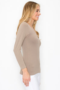Seamless Reversible V-Neck Long Sleeve Top Nude
